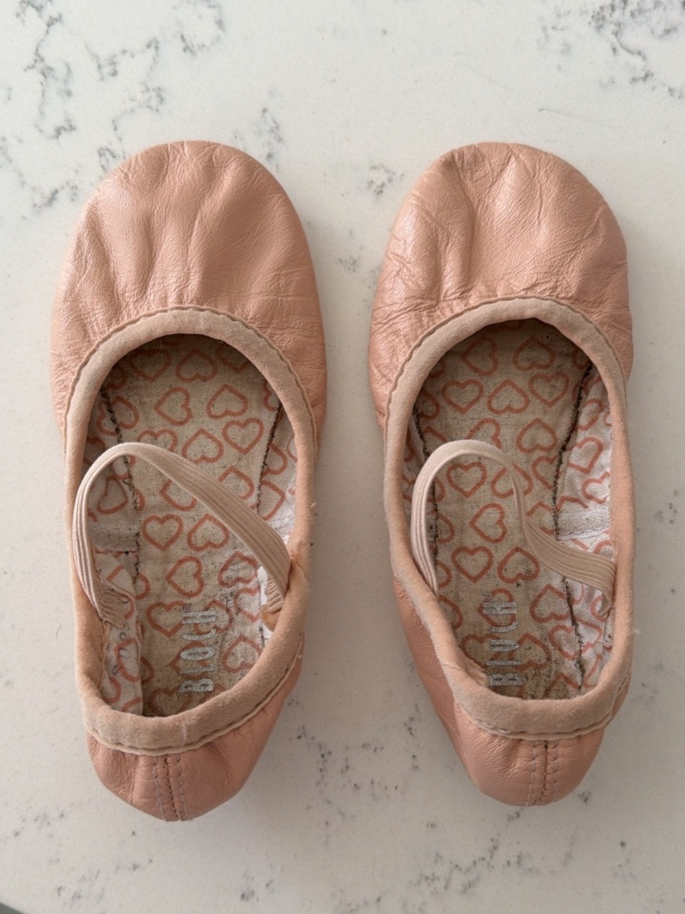 Girls' Pink Ballet Slippers with Heart Insole